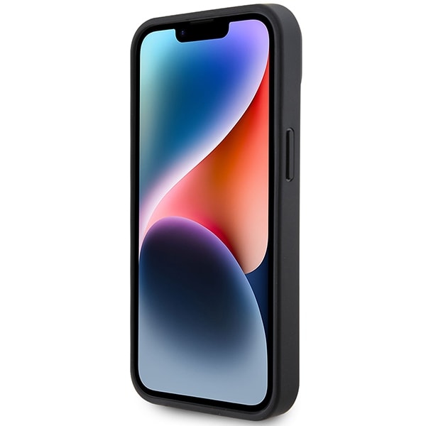 AMG læderetui med prægede linjer til iPhone 15 Plus - sort