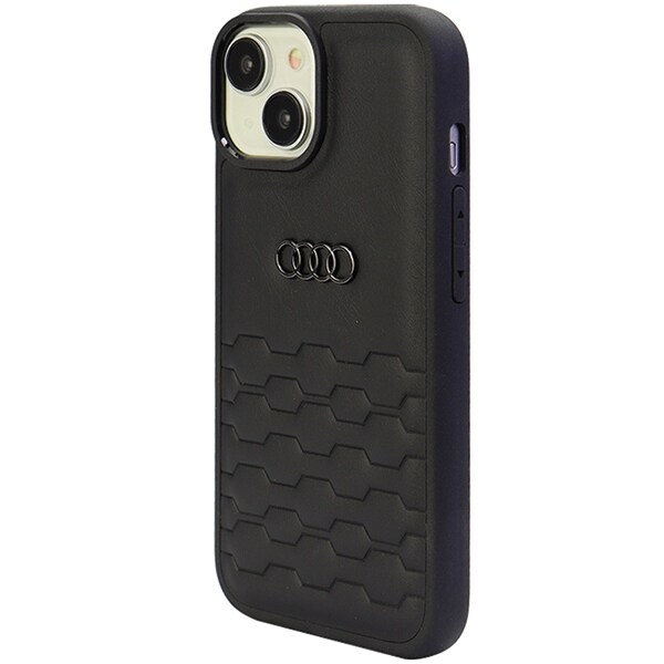 Audi GT syntetisk læderetui til iPhone 15 Plus - sort