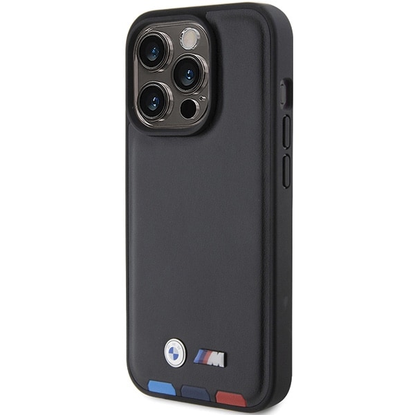 BMW BMHCP15L22PTDK iPhone 15 Pro 6,1" sort/sort læderstempel tricolor
