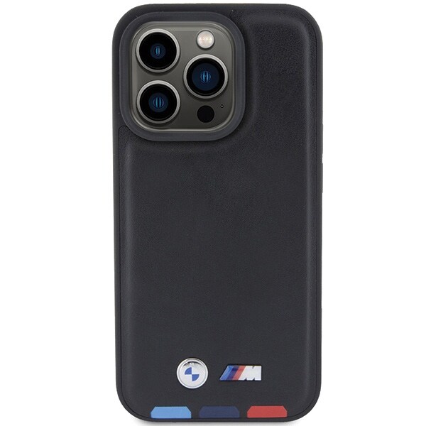 BMW BMHCP15L22PTDK iPhone 15 Pro 6,1" sort/sort læderstempel tricolor