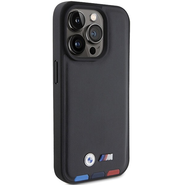 BMW BMHCP15L22PTDK iPhone 15 Pro 6,1" sort/sort læderstempel tricolor