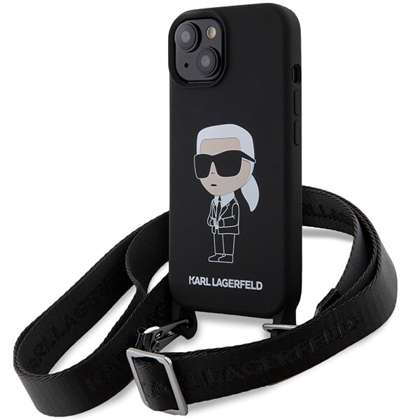 Karl Lagerfeld KLHCP15SSCBSKNK iPhone 15 6,1" hårddisk svart/svart Crossbody Silikon Ikonik