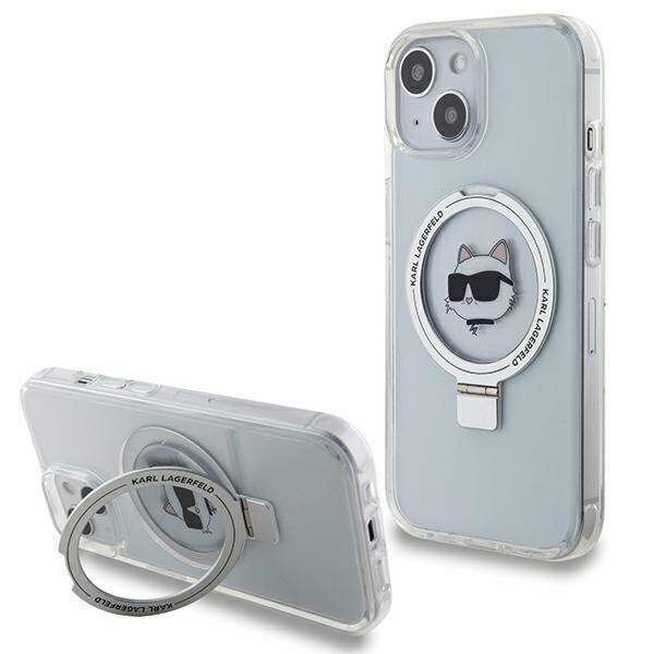 Karl Lagerfeld KLHMP15MHMRSCHH iPhone 15 Plus 6,7" vit Ringställ Choupette Head MagSafe