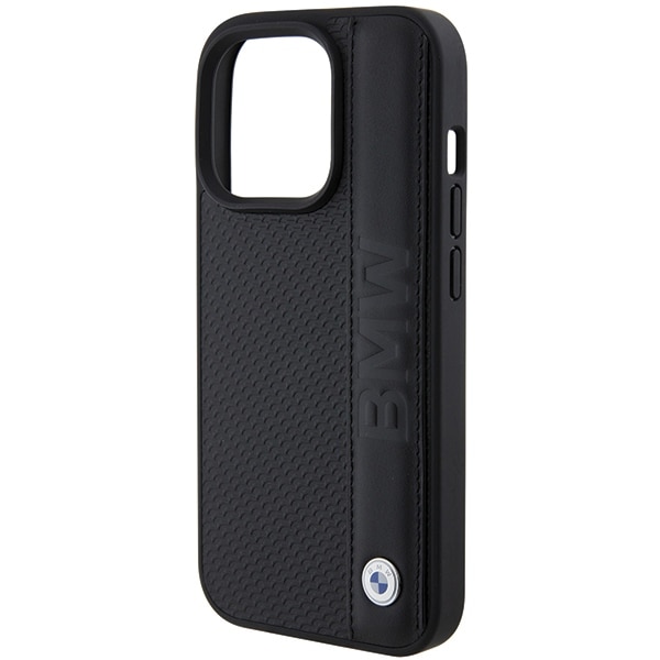 BMW Tekstureret og stribet læder iPhone 15 Pro Max-etui - sort