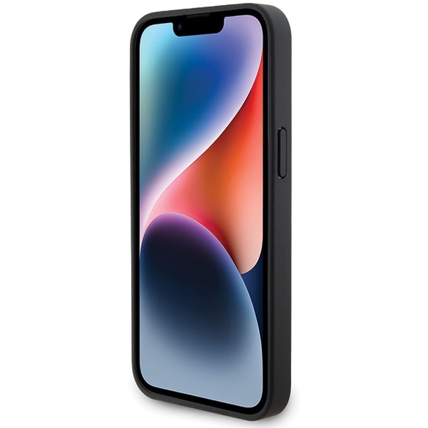 BMW Læderetui med diamantmønster til iPhone 15 Pro Max - sort