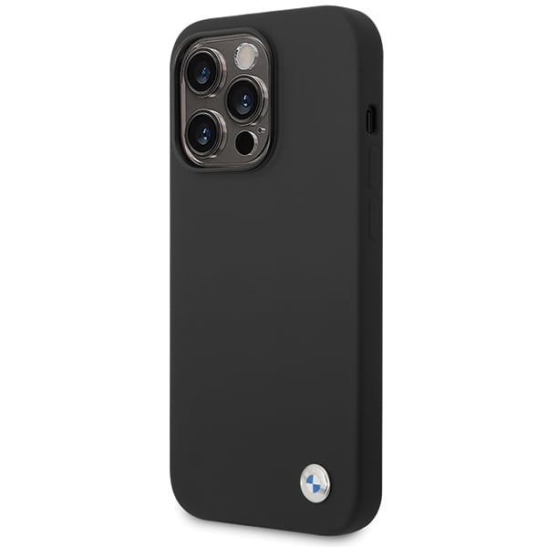 BMW Silikone Metal Logo iPhone 15 Pro Max-etui - Sort