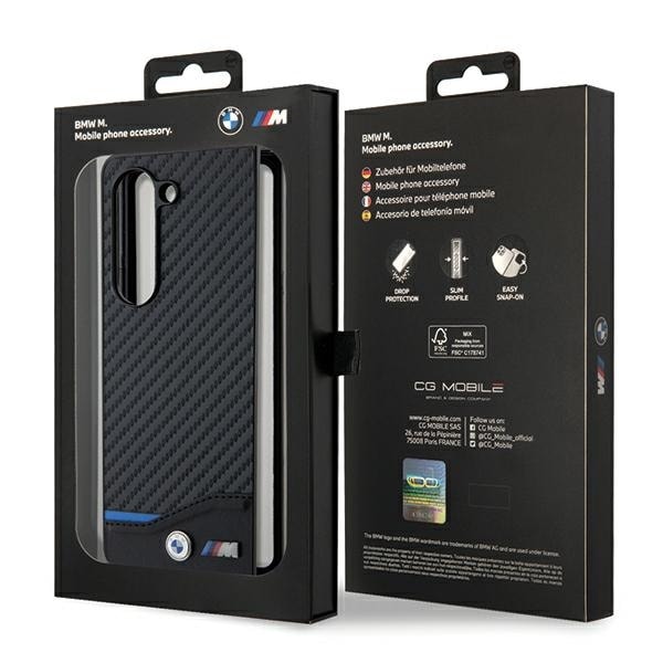 BMW Carbon-etui i læder til Samsung Galaxy Z Fold 5 - sort