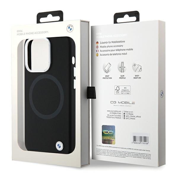 BMW Signature Liquid Silicone MagSafe-etui til iPhone 15 Pro - sort
