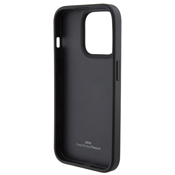 BMW Tekstureret & stribet læderetui til iPhone 15 Pro - sort
