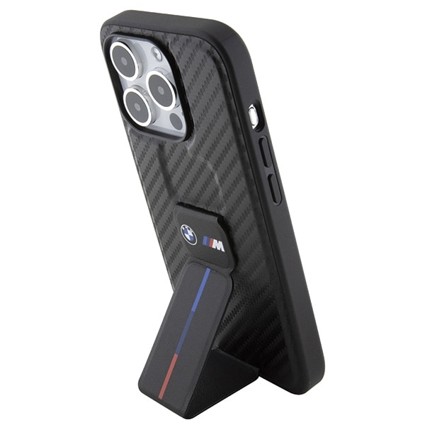 BMW Grip Stand Smooth & Carbon-etui til iPhone 15 Pro - sort