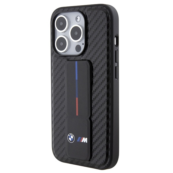 BMW Grip Stand Smooth & Carbon-etui til iPhone 15 Pro - sort