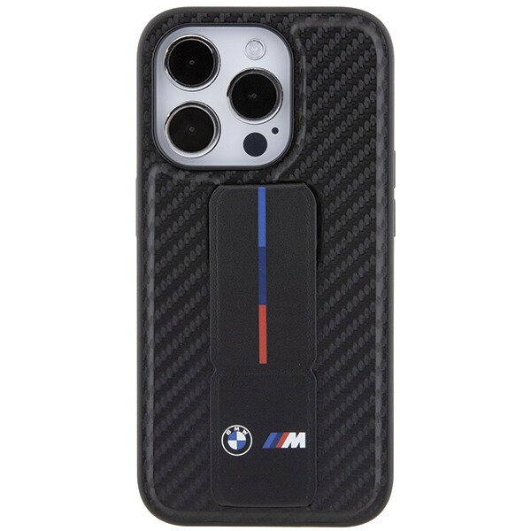 BMW Grip Stand Smooth & Carbon-etui til iPhone 15 Pro - sort