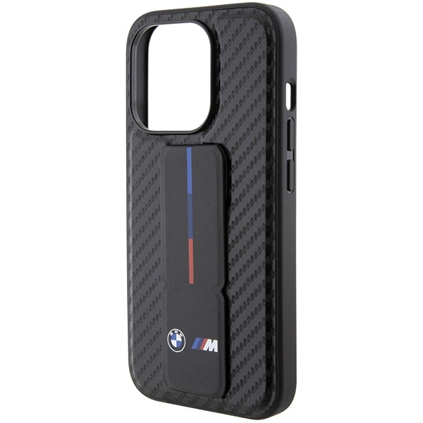BMW Grip Stand Smooth & Carbon-etui til iPhone 15 Pro - sort
