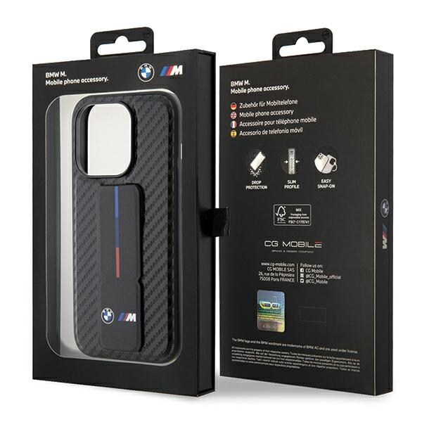 BMW Grip Stand Smooth & Carbon-etui til iPhone 15 Pro - sort