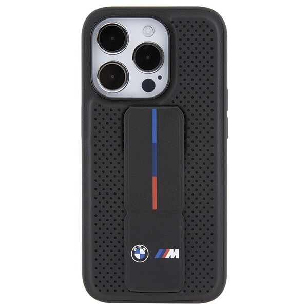 BMW Grip Stand glat og perforeret etui til iPhone 15 Pro - sort