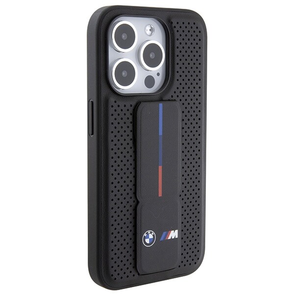 BMW Grip Stand glat og perforeret etui til iPhone 15 Pro - sort
