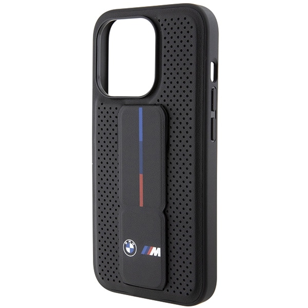 BMW Grip Stand glat og perforeret etui til iPhone 15 Pro - sort