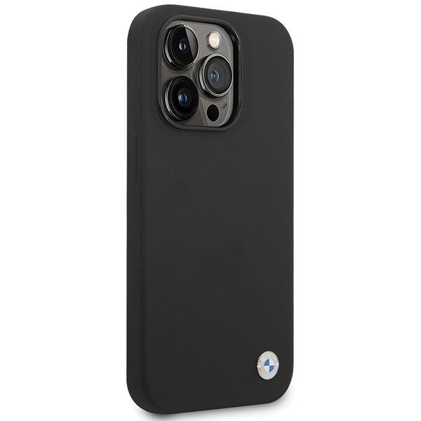 BMW Silikonfodral med metallogo för iPhone 15 Pro - svart
