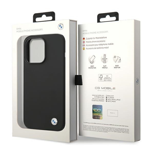 BMW Silikonfodral med metallogo för iPhone 15 Pro - svart
