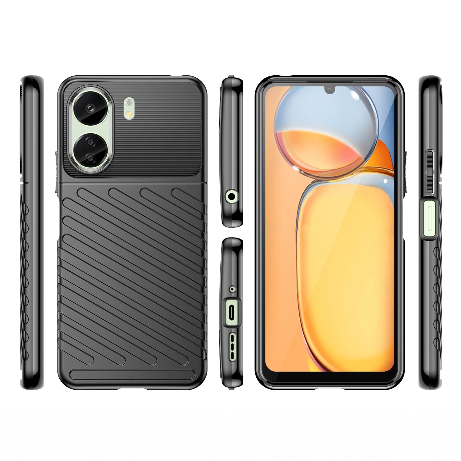 Thunder Case pansret etui til Xiaomi Redmi 13c - sort
