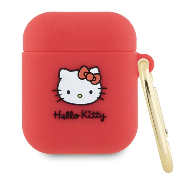 Hello Kitty Silicone 3D Kitty Head fodral för AirPods 1/2 - fuchsia