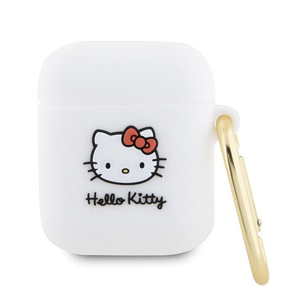Hello Kitty Silikon 3D Kitty Huvudfodral för AirPods 1/2 - vit