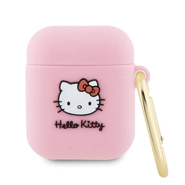 Hello Kitty Silicone 3D Kitty Head fodral för AirPods 1/2 - rosa
