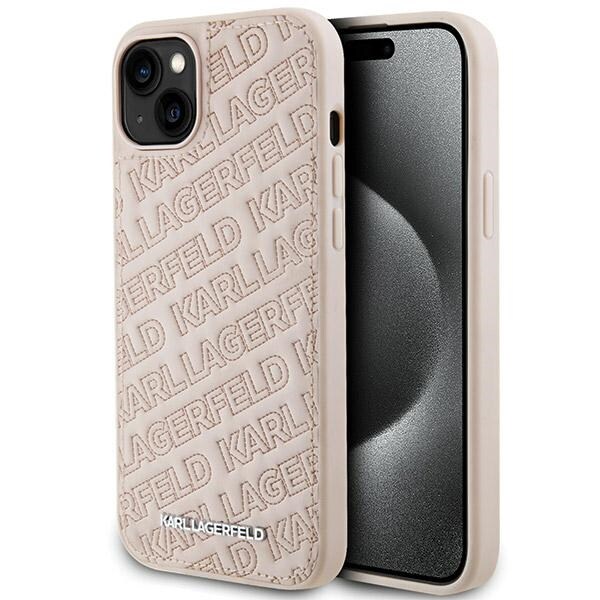 Karl Lagerfeld Quiltat K-mönstrat fodral för iPhone 15 Plus / 14 Plus - rosa