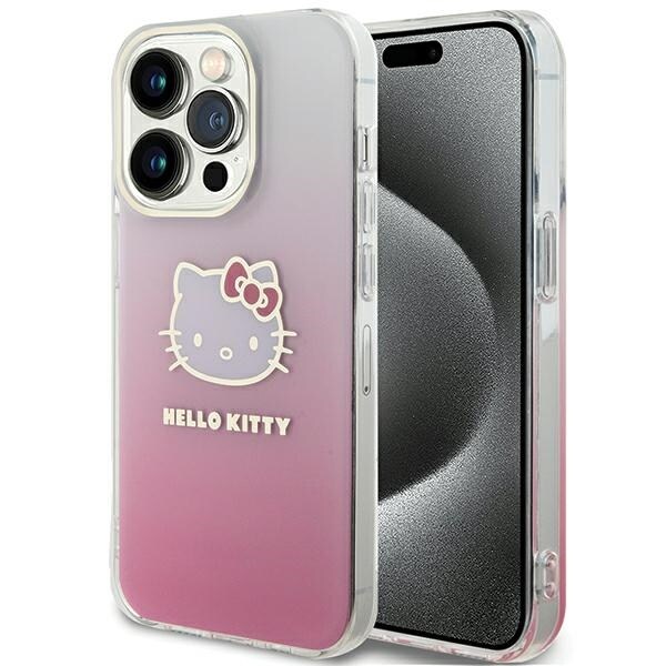 Hello Kitty IML Gradient Electrop Kitty Head-fodral för iPhone 15 Pro - rosa