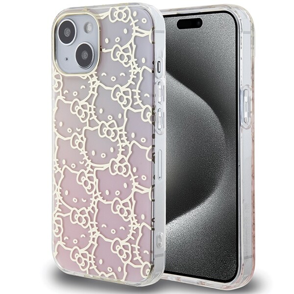 Hello Kitty IML Gradient Electrop Crowded Kitty Huvudfodral för iPhone 15 - rosa