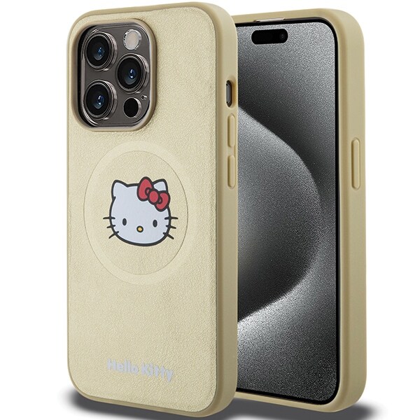 Hello Kitty läder Kitty Head MagSafe-fodral för iPhone 14 Pro Max - guld