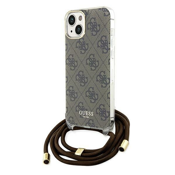 Guess Crossbody Cord 4G Print fodral för iPhone 15 / 14 / 13 - brun