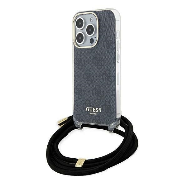 Guess Crossbody Cord 4G Print fodral för iPhone 15 Pro Max - svart