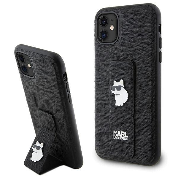 Karl Lagerfeld Gripstand Saffiano Choupette Pins Fodral för iPhone 11 / Xr - Svart