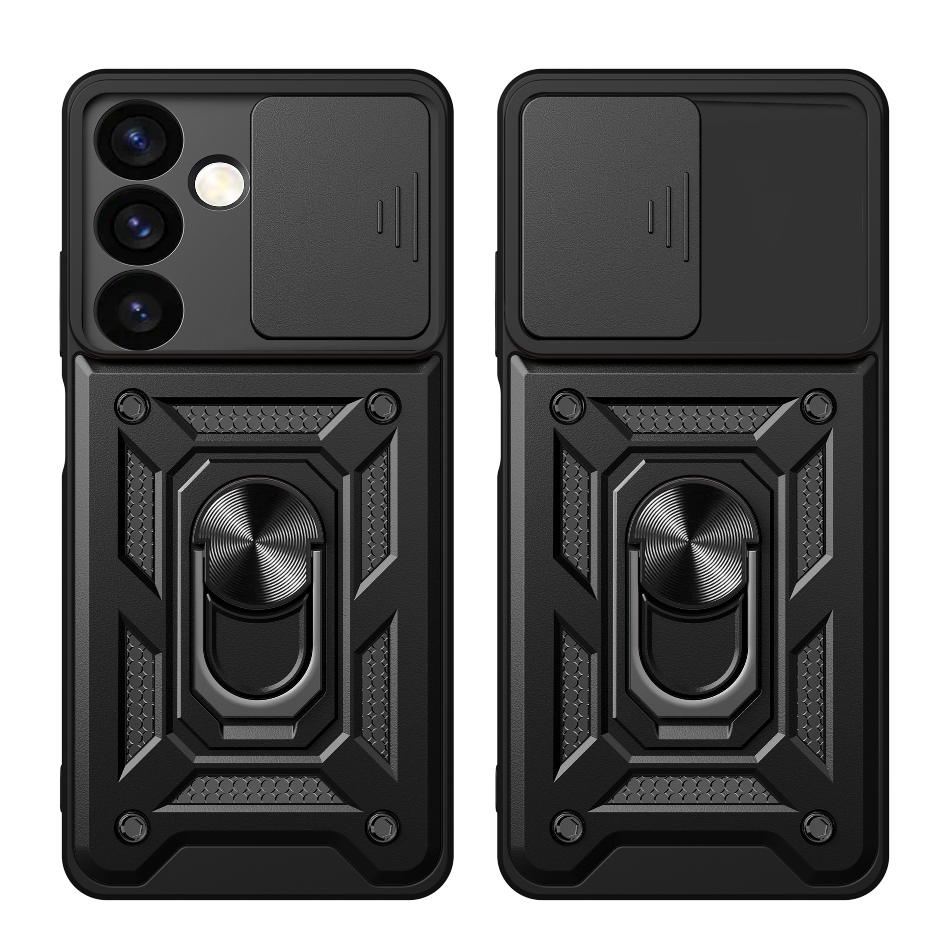Hybrid Armor Camshield bepansrat fodral för Samsung Galaxy S24+ med kameraskydd - svart