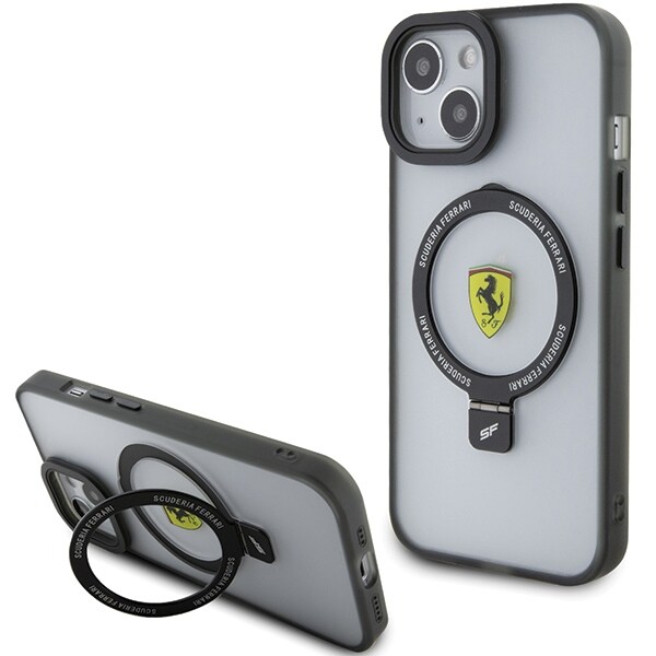 Ferrari Ring Stand 2023 Collection MagSafe-fodral för iPhone 15 Plus / 14 Plus - Svart