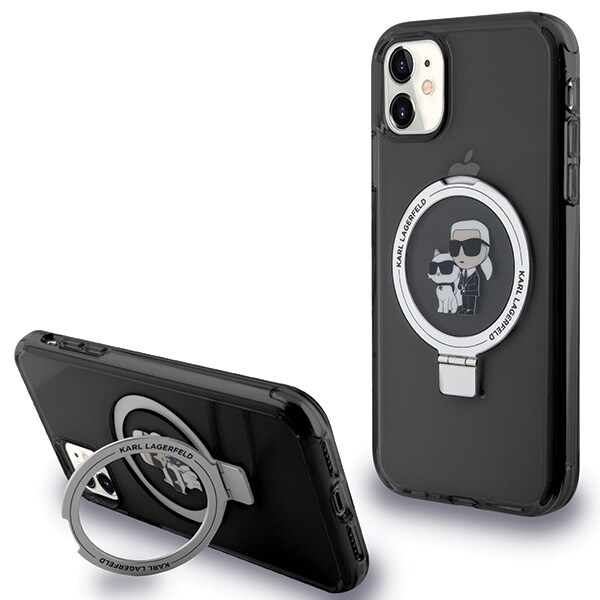 Karl Lagerfeld Ringställ Karl&Choupette MagSafe-fodral för iPhone 11 / Xr - svart