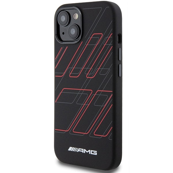 AMG Silicone Large Rhombuses Pattern MagSafe Case til iPhone 15 Plus / 14 Plus - Sort
