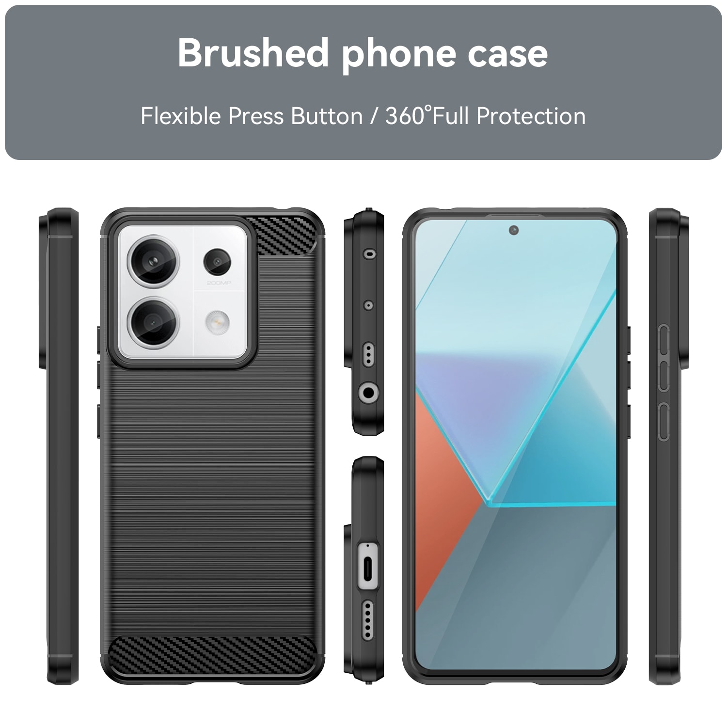 Carbon-etui til Xiaomi Redmi Note 13 Pro - sort