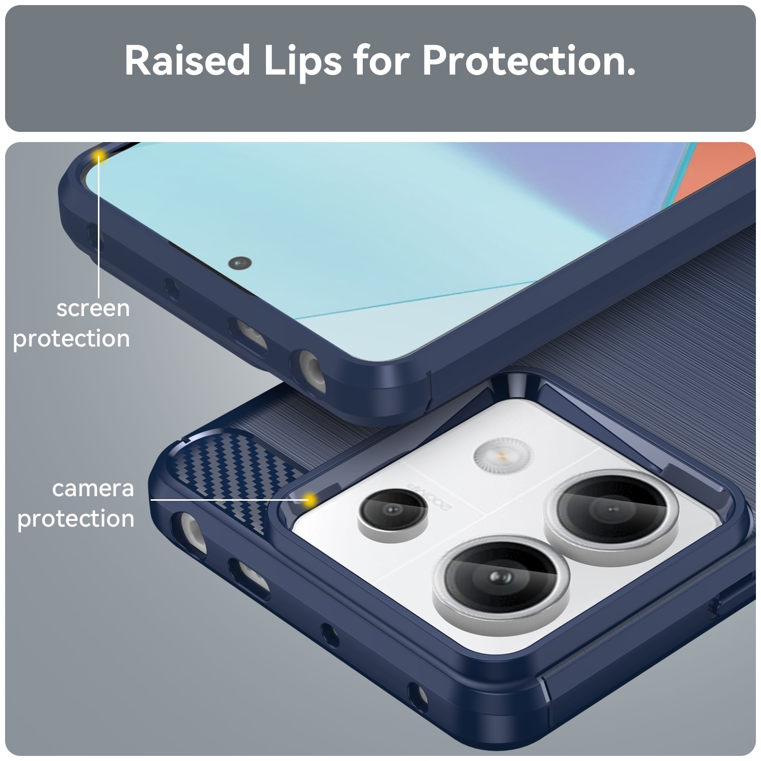 Carbon-etui til Xiaomi Redmi Note 13 Pro - blå