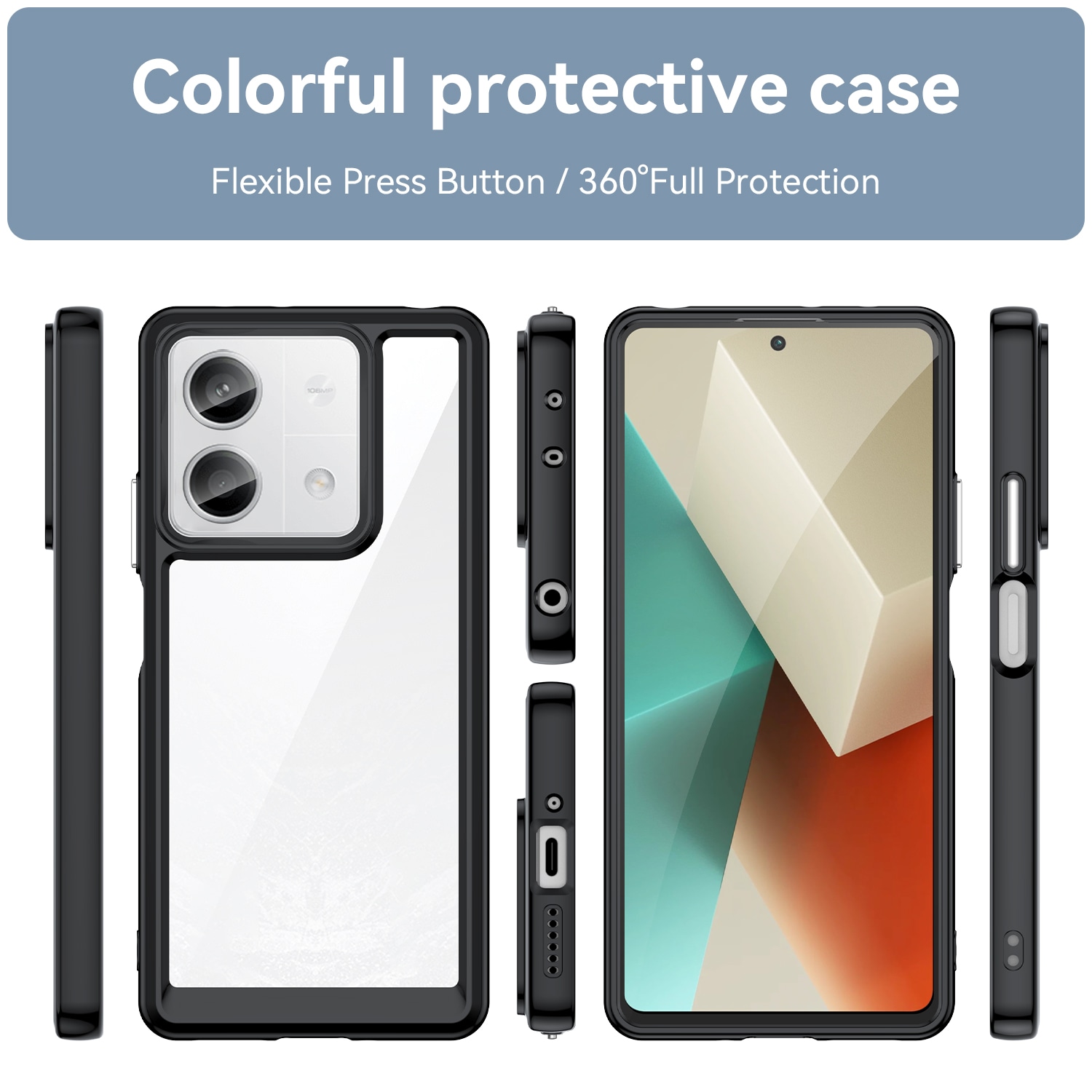 Outer Space-etui med geleramme til Xiaomi Redmi Note 13 Pro - sort