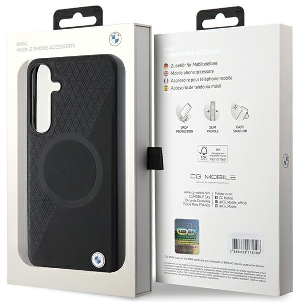 BMW BMHMS24S23RTPK S24 S921 svart hårt fodral Signature Leather Half Textured & Circle MagSafe