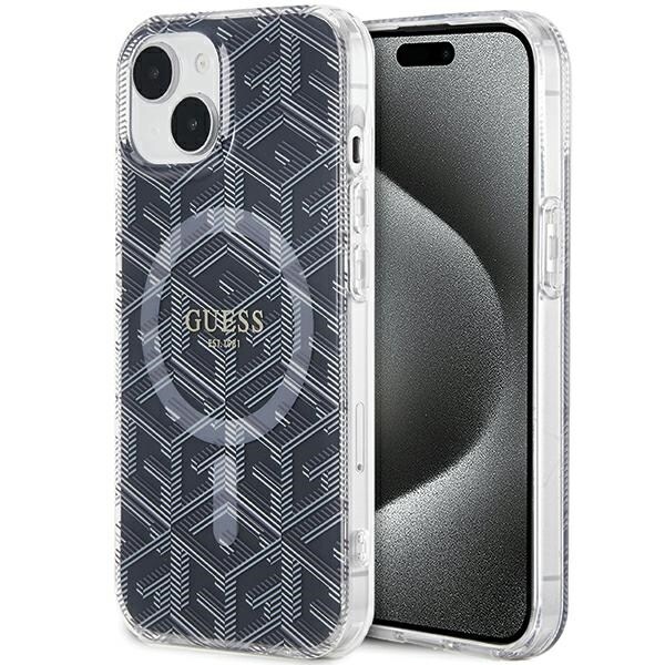Guess IML GCube MagSafe-fodral för iPhone 15 Plus / 14 Plus - svart