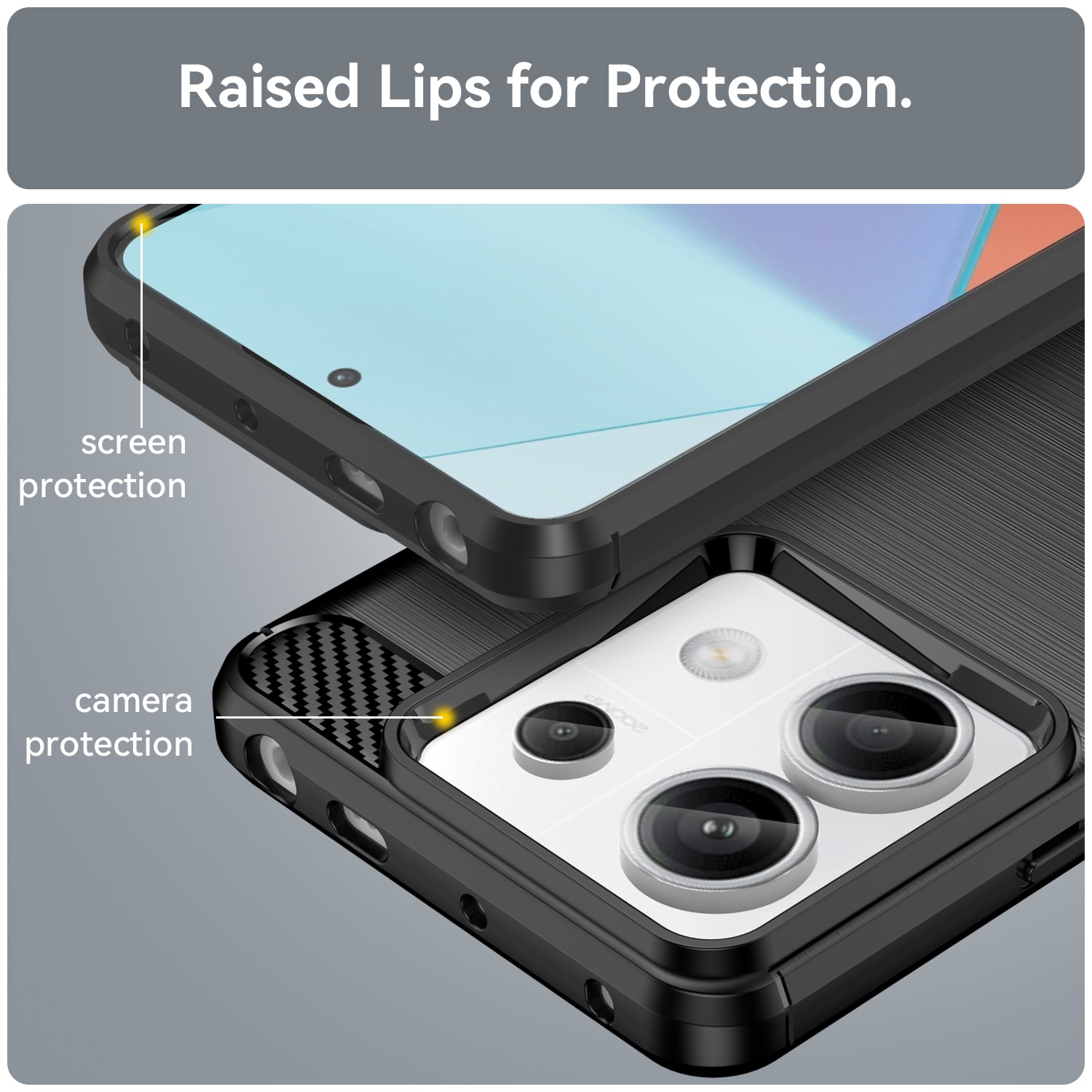 Carbon-etui til Xiaomi Redmi Note 13 5G - sort