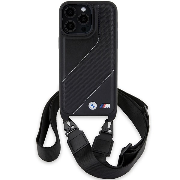 BMW M Edition Carbon Stripe & Strap-etui til iPhone 15 Pro - sort