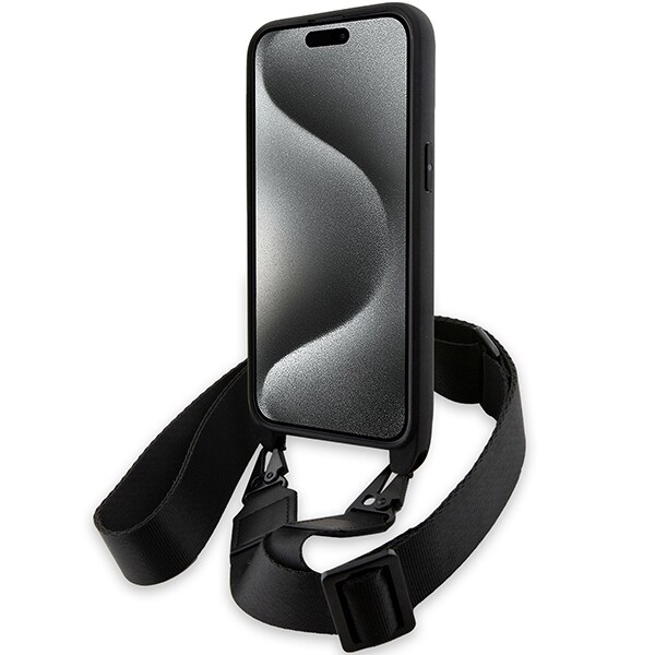 BMW M Edition Carbon Stripe & Strap-etui til iPhone 15 Pro - sort
