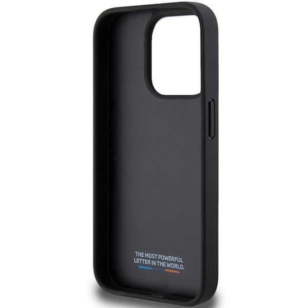 BMW Perforeret Tricolor Line-etui til iPhone 15 Pro - sort