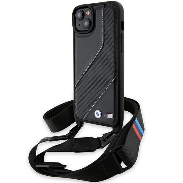 BMW M Edition Carbon Stripe & Strap-fodral för iPhone 15 Plus / 14 Plus - svart