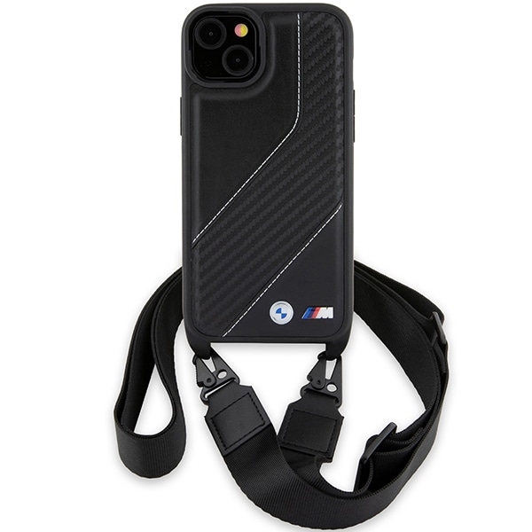 BMW M Edition Carbon Stripe & Strap-etui til iPhone 15 Plus / 14 Plus - sort