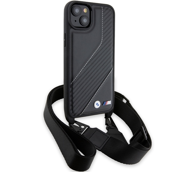 BMW M Edition Carbon Stripe & Strap-etui til iPhone 15 Plus / 14 Plus - sort